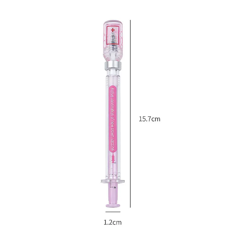 30Pcs Syringe Gel Pen Simulation Eliminates Virus Injection Syringe Shape Black Ink Signature Pen Vaccine Pen