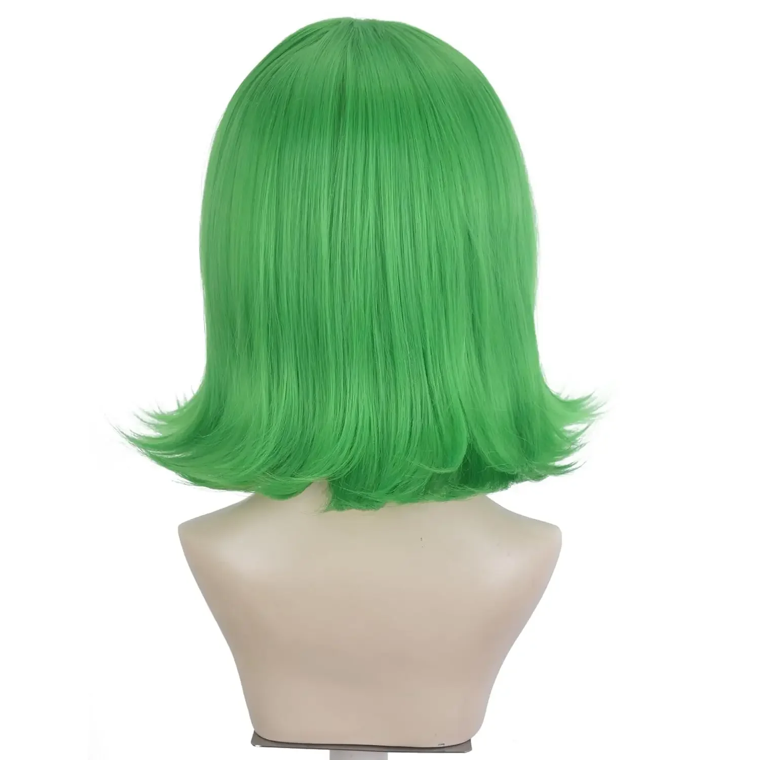 Anime Inside Out Disgust Cosplay Green Wig With Bangs Short Green Bob Wavy Hair for Anime Party Costume Halloween Cosplay