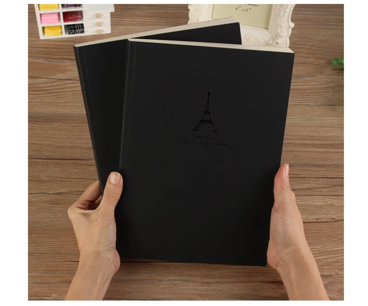 B5 Notebook,Sketchbook 140 Thickened Pages Black Cardboard Cover Blank Inner Pages For Quality Fine Art Painting And Doodle