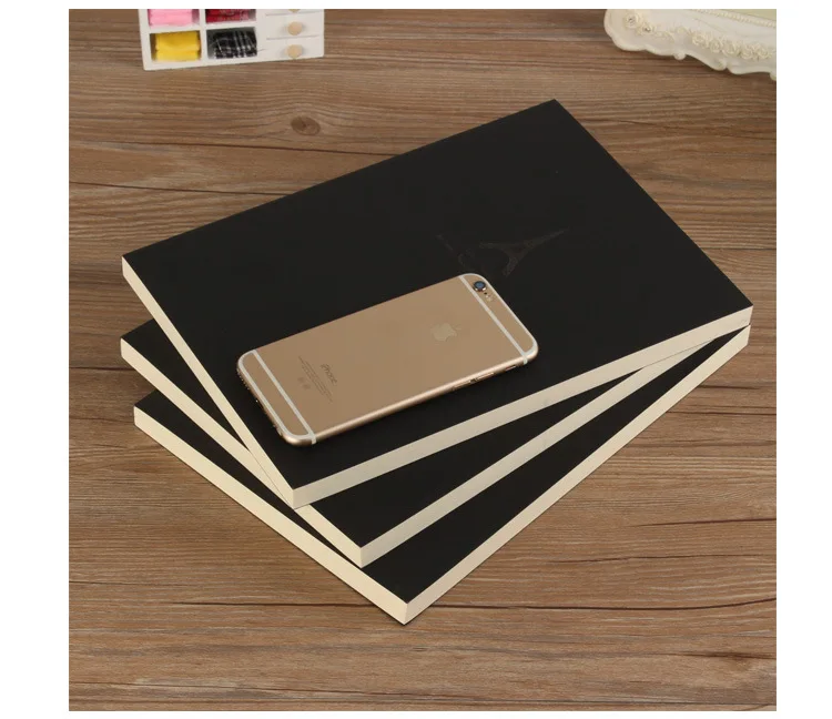B5 Notebook,Sketchbook 140 Thickened Pages Black Cardboard Cover Blank Inner Pages For Quality Fine Art Painting And Doodle