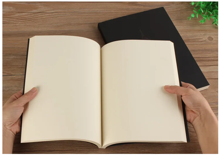 B5 Notebook,Sketchbook 140 Thickened Pages Black Cardboard Cover Blank Inner Pages For Quality Fine Art Painting And Doodle