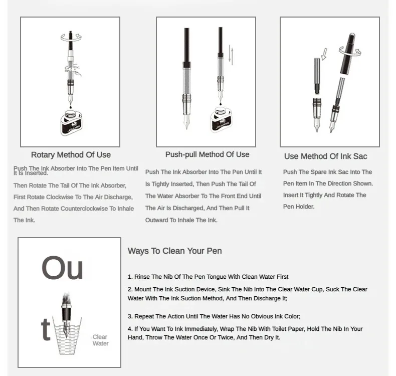 JINHAO 30/50ml Fountain Pen Ink Cartridge Refill Glass Bottled Pen Non-carbon Ink Fountain Pen Office School Supplies Stationery