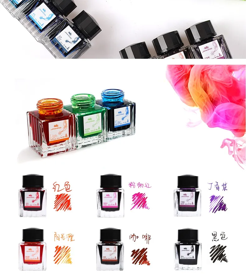 JINHAO 30/50ml Fountain Pen Ink Cartridge Refill Glass Bottled Pen Non-carbon Ink Fountain Pen Office School Supplies Stationery