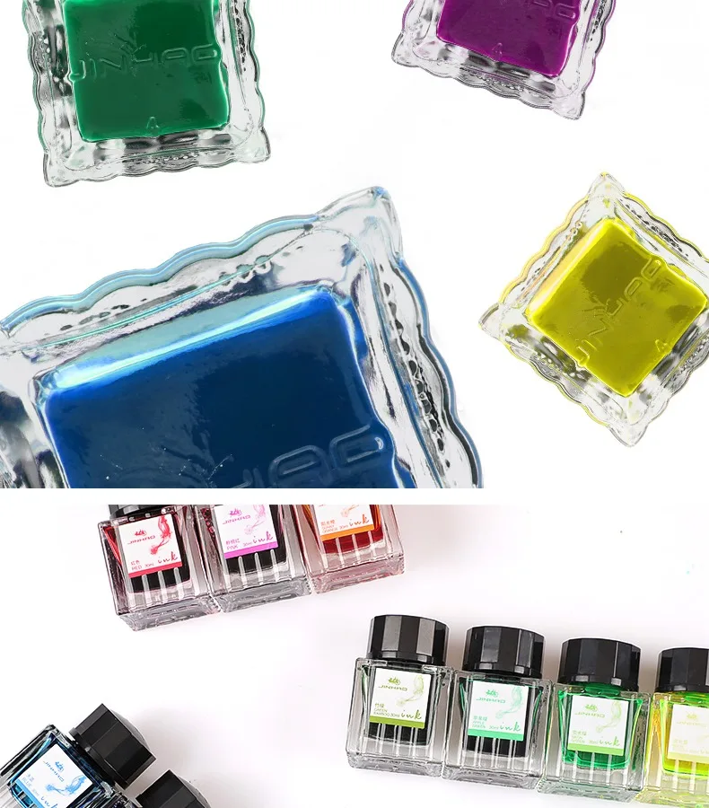 JINHAO 30/50ml Fountain Pen Ink Cartridge Refill Glass Bottled Pen Non-carbon Ink Fountain Pen Office School Supplies Stationery