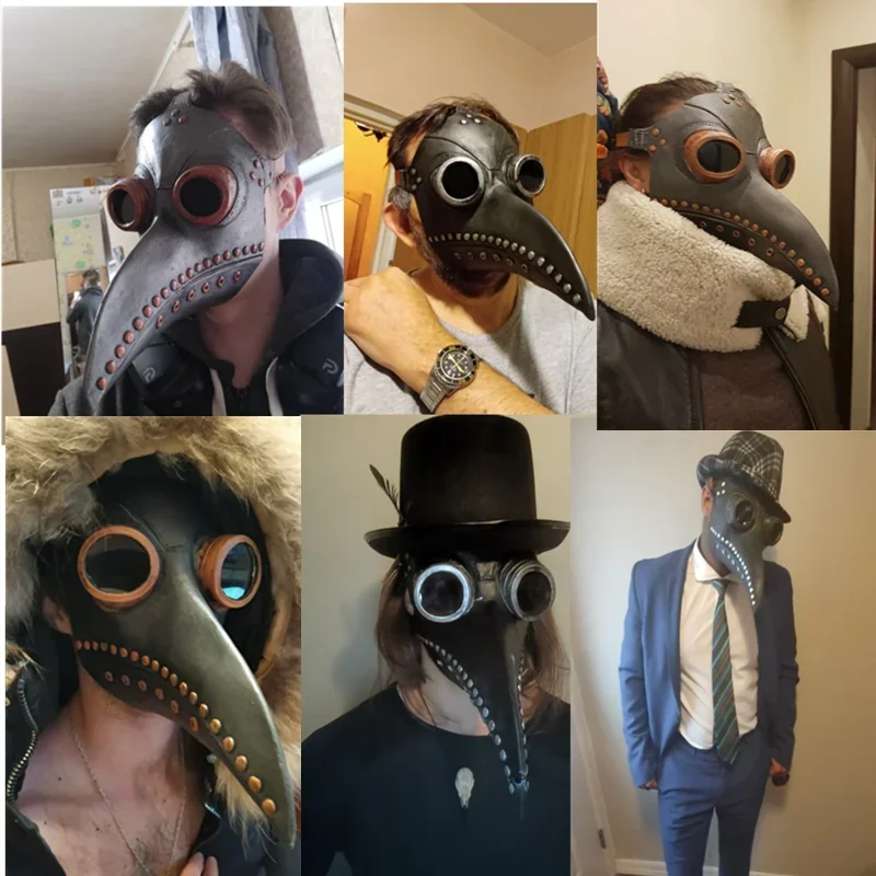 Halloween Costume Human Bird Beak Mask Plague Doctor Mask and Cape Set Role Play Costume Steampunk Photo Prop Gift