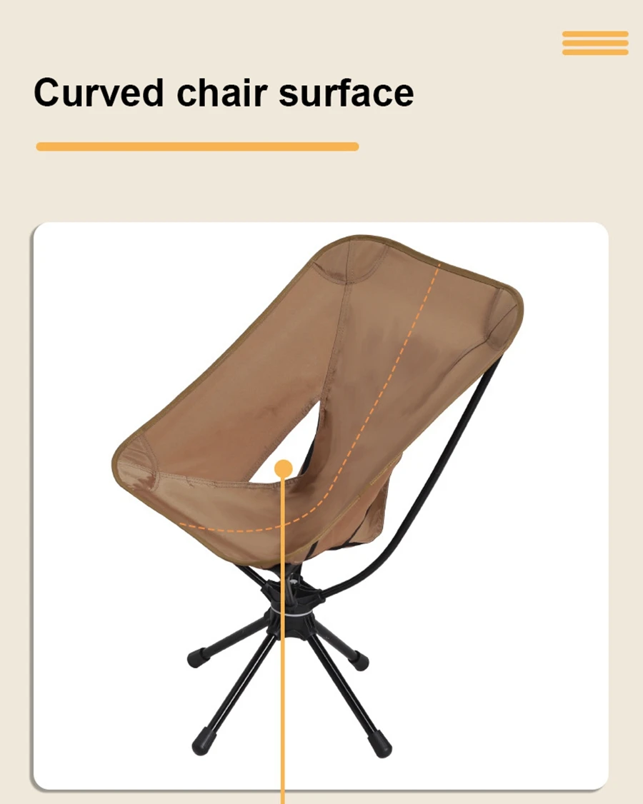 Outdoor Folding Chairs Rotatable Swivel Chair for Camping Lightweight Beach Fishing Chairs with Carry Bag for Picnic Hiking