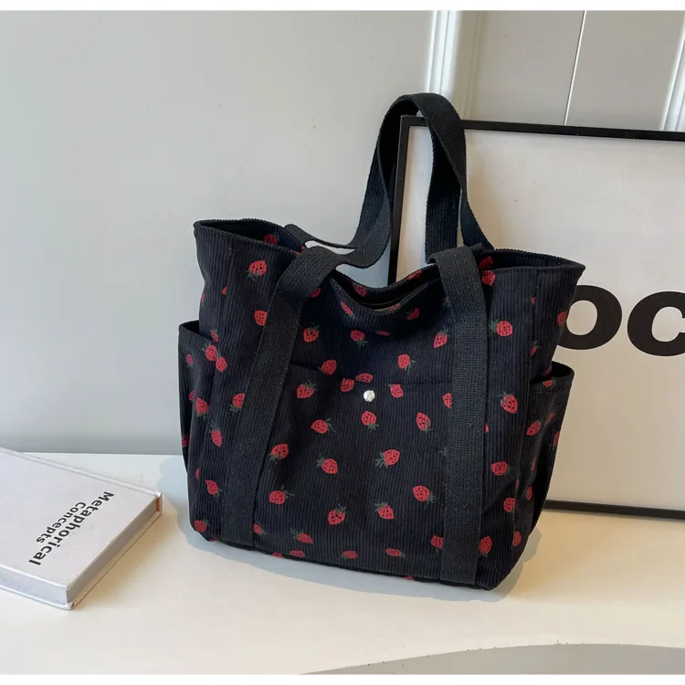 Fresh Sweet Girl Handbag Fashionable High End Corduroy Printed Shoulder Bag Leisure Shopping Commuter Women's Underarm Bag