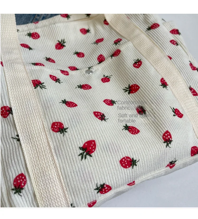 Fresh Sweet Girl Handbag Fashionable High End Corduroy Printed Shoulder Bag Leisure Shopping Commuter Women's Underarm Bag