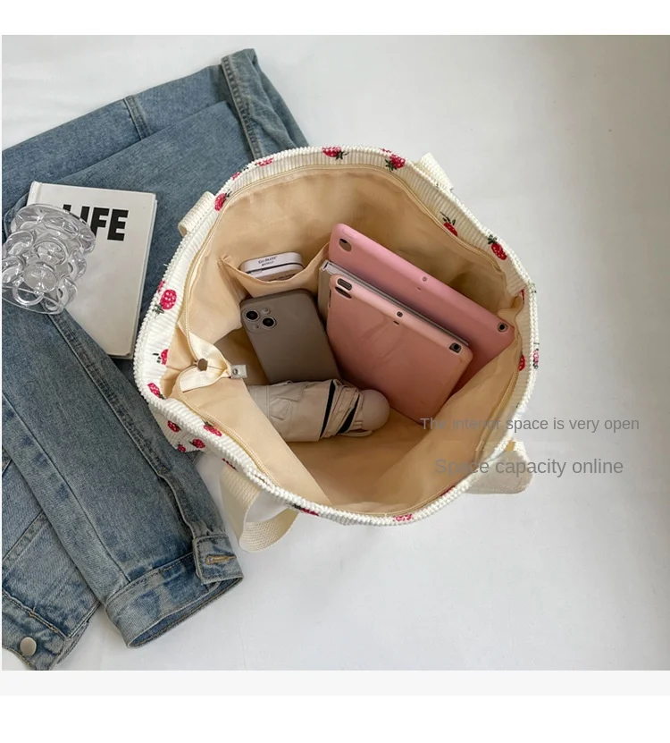 Fresh Sweet Girl Handbag Fashionable High End Corduroy Printed Shoulder Bag Leisure Shopping Commuter Women's Underarm Bag