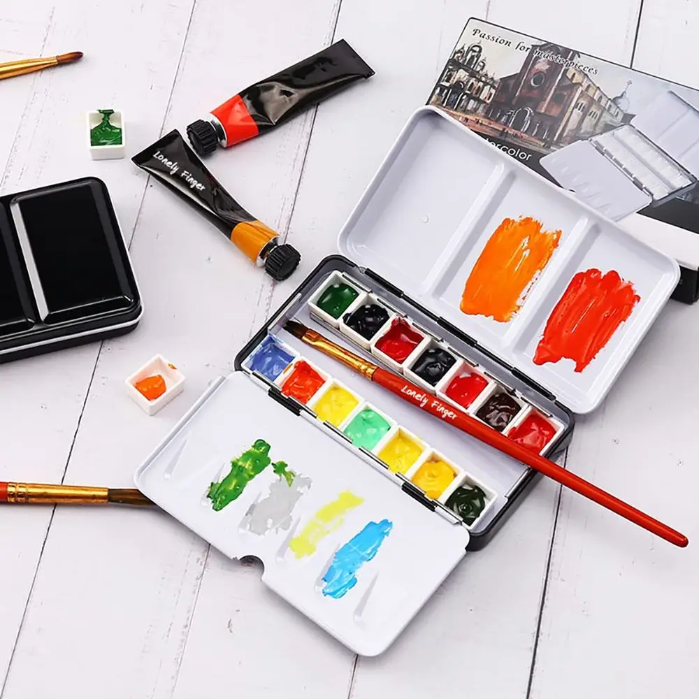 Art Supplies Creative Empty Paint Palette Watercolor Storage Case Pigment Box Grids Slots Painting Tools Drawing Supplies
