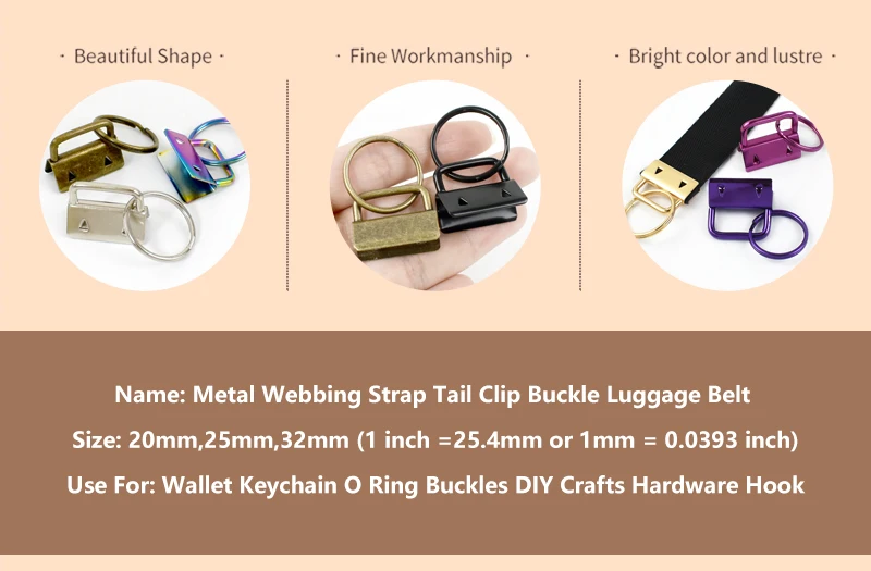 10/20Pcs 20/25/32mm Webbing Tail Clip Buckle Metal O Ring Clasp Keychain Bags Strap End Lock Stopper Buckles DIY Hardware Hook