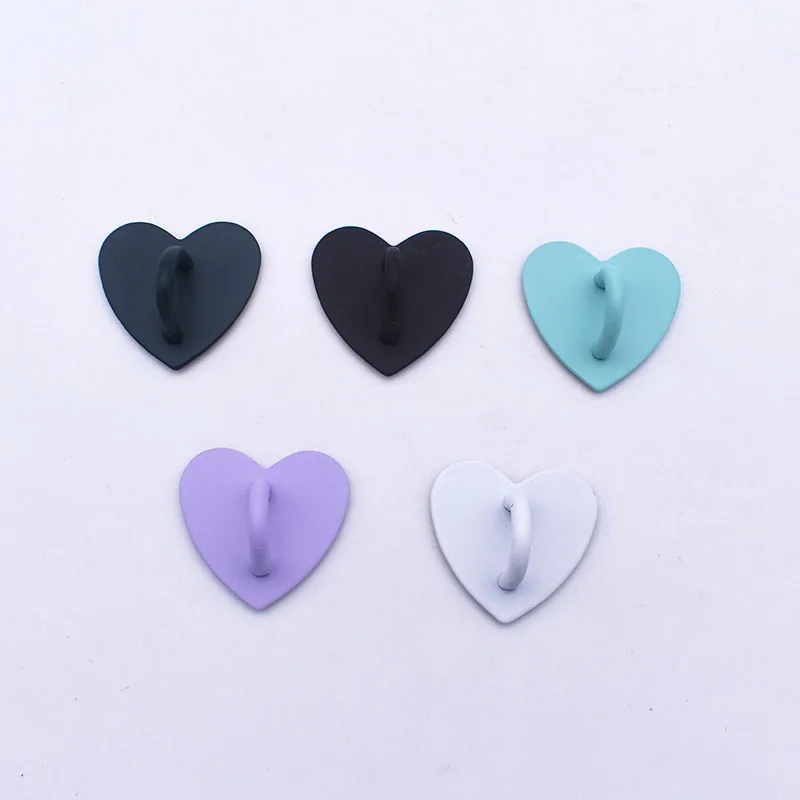 5PCS Kawaii Adhesive Metal Heart Phone Charm Holder Mobile Phone Case Finger Ring Stand Hook Buckle Charm Clasp Accessory String