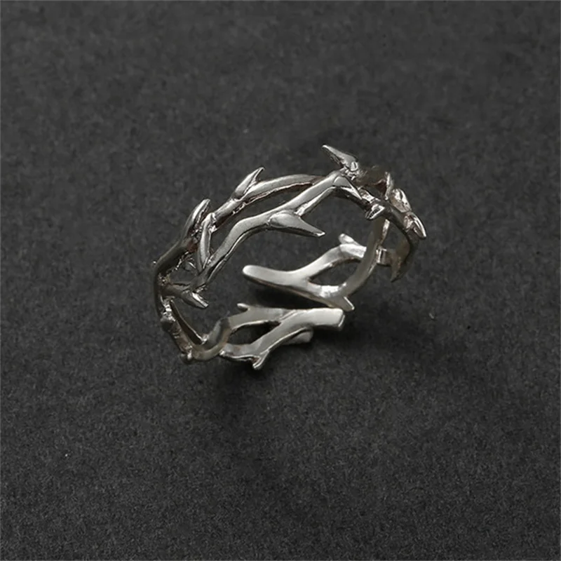 Personality Hollow Branches Ring Adjustable Men Index Finger Accessories Trendy 925 Sterling Silver Ring Male Jewelry