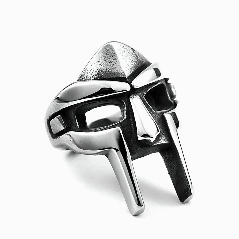 Gothic Vintage Classic Mf Doom Mask Rings Punk Egyptian Pharaoh Stainless Steel Ring For Men Boys Fashion Jewelry Gift Wholwsale