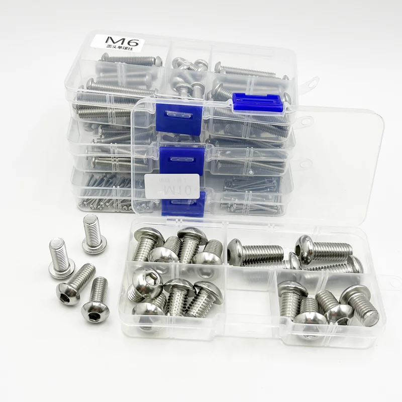 304 Stainless Steel Hexagon Hex Socket Head Button Allen Screw Set M2 M2.5 M3 M4 M5 M6 M8 M10 Allen Hex Socket Button Head Screw
