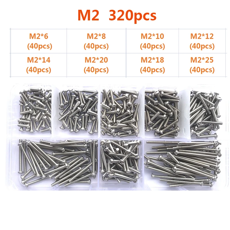 304 Stainless Steel Hexagon Hex Socket Head Button Allen Screw Set M2 M2.5 M3 M4 M5 M6 M8 M10 Allen Hex Socket Button Head Screw