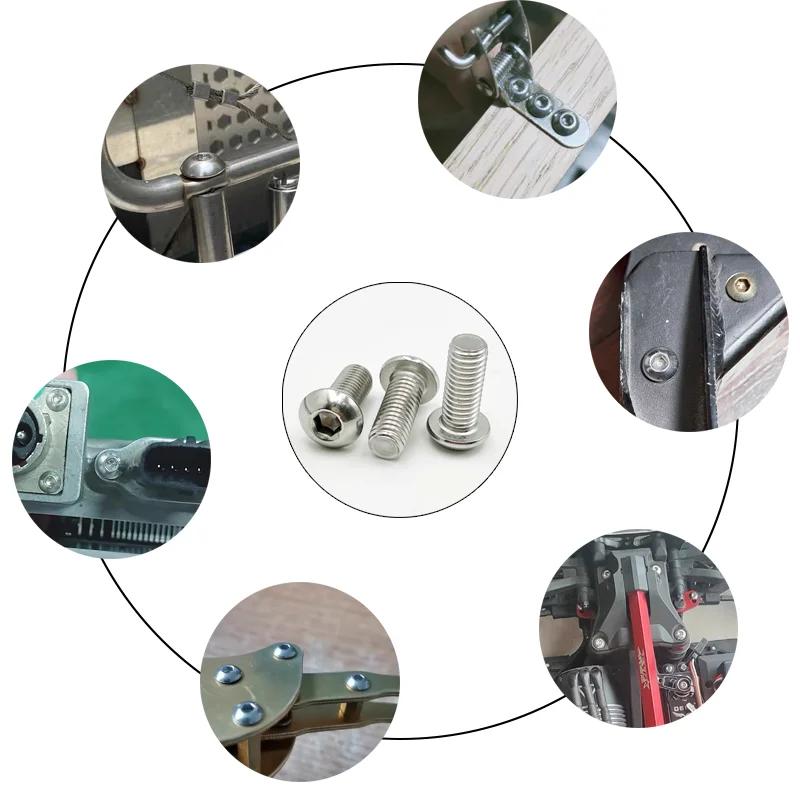 304 Stainless Steel Hexagon Hex Socket Head Button Allen Screw Set M2 M2.5 M3 M4 M5 M6 M8 M10 Allen Hex Socket Button Head Screw