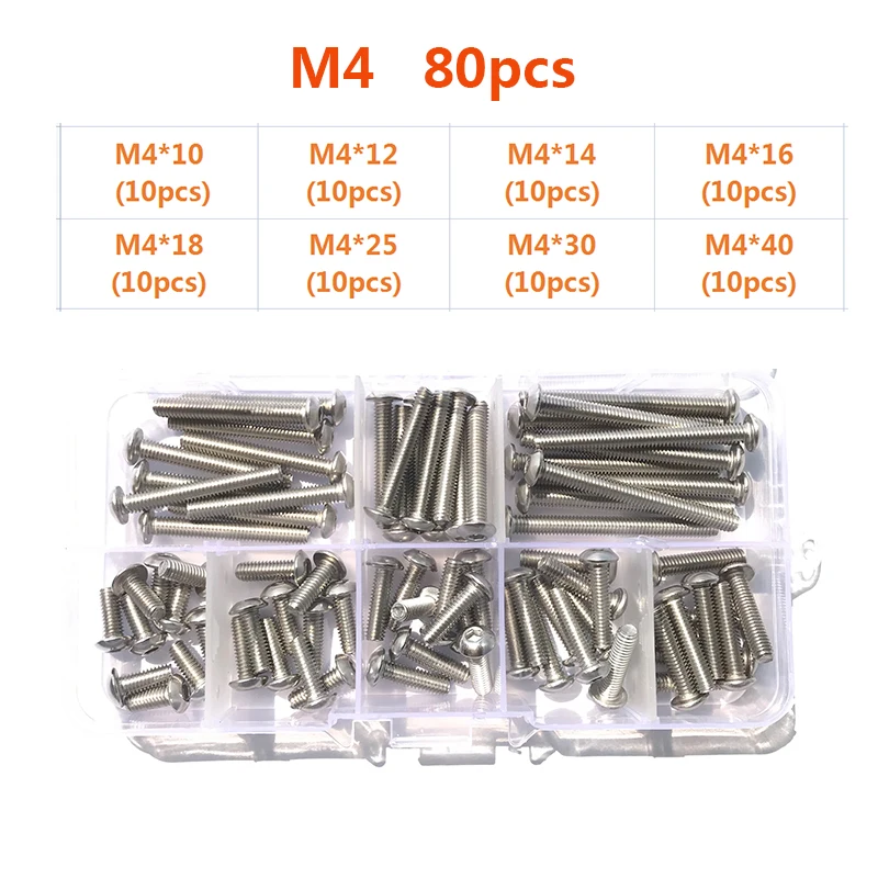 304 Stainless Steel Hexagon Hex Socket Head Button Allen Screw Set M2 M2.5 M3 M4 M5 M6 M8 M10 Allen Hex Socket Button Head Screw