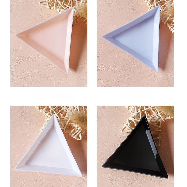 5/10Pcs Plastic Triangle Nail Tray Nail Art Rhinestone Glitter Box Plate Tray Holder Storage Container Manicure Tools