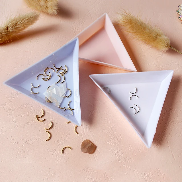 5/10Pcs Plastic Triangle Nail Tray Nail Art Rhinestone Glitter Box Plate Tray Holder Storage Container Manicure Tools