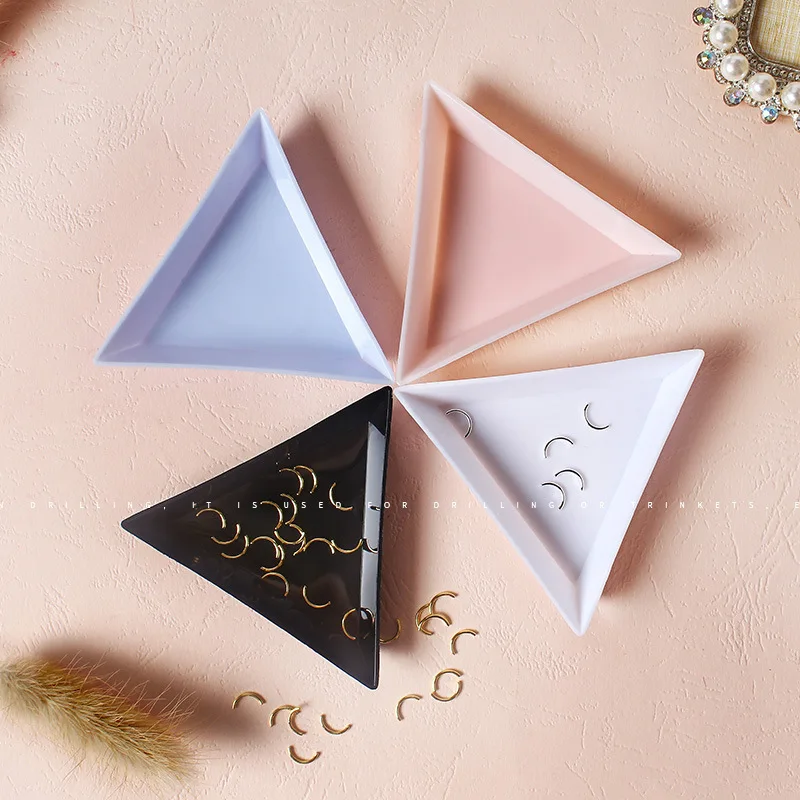 5/10Pcs Plastic Triangle Nail Tray Nail Art Rhinestone Glitter Box Plate Tray Holder Storage Container Manicure Tools