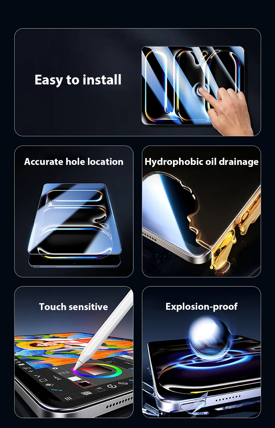 2Pcs Tempered Glass Screen Protector For iPad Pro 13 11th M5 M4 12.9 Air 11 M3 M2 5 4 Mini 6 7 10 9 9th 10th Generation A16 Film