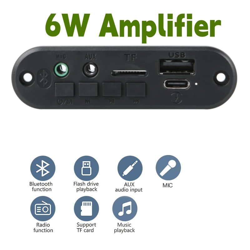 DC 5V 10W Bluetooth 5.0 Stereo DIY Car MP3 Player Decoder Board 2*5W Amplifier Wireless FM Radio Module TF USB Handsfree Call