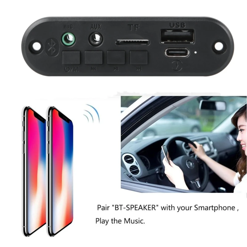 DC 5V 10W Bluetooth 5.0 Stereo DIY Car MP3 Player Decoder Board 2*5W Amplifier Wireless FM Radio Module TF USB Handsfree Call