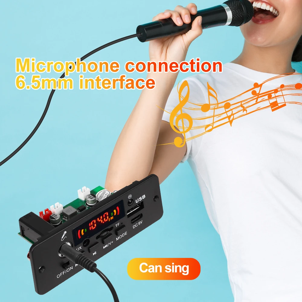 DC 5V 10W Bluetooth 5.0 Stereo DIY Car MP3 Player Decoder Board 2*5W Amplifier Wireless FM Radio Module TF USB Handsfree Call