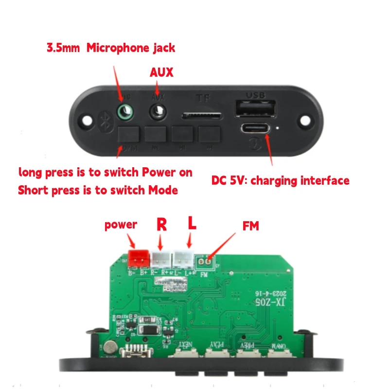 DC 5V 10W Bluetooth 5.0 Stereo DIY Car MP3 Player Decoder Board 2*5W Amplifier Wireless FM Radio Module TF USB Handsfree Call