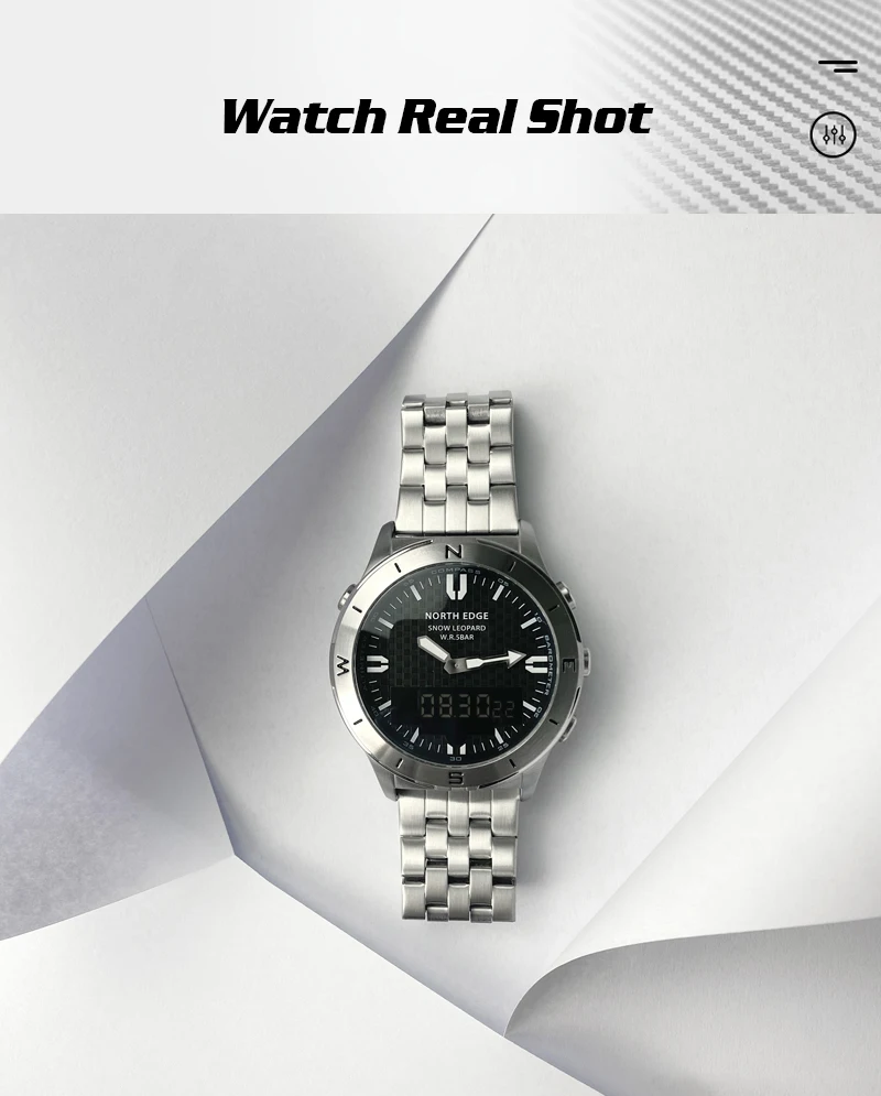 NORTH EDGE Men's Sports Digital Watch Waterproof 50M Altimeter Barometer Compass Business Luxury Men's Watch Outdoor Smartwatch
