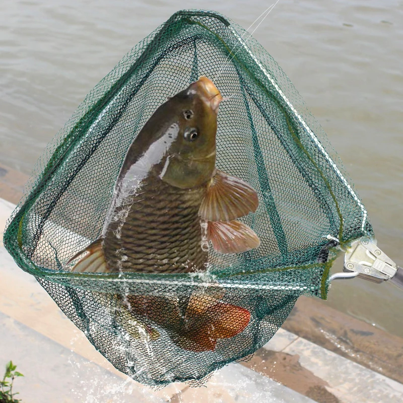 130CM Aluminum Alloy Fishing Net Telescoping Foldable Landing Net Retractable Pole for Carp Fishing Tackle Catching Releasing