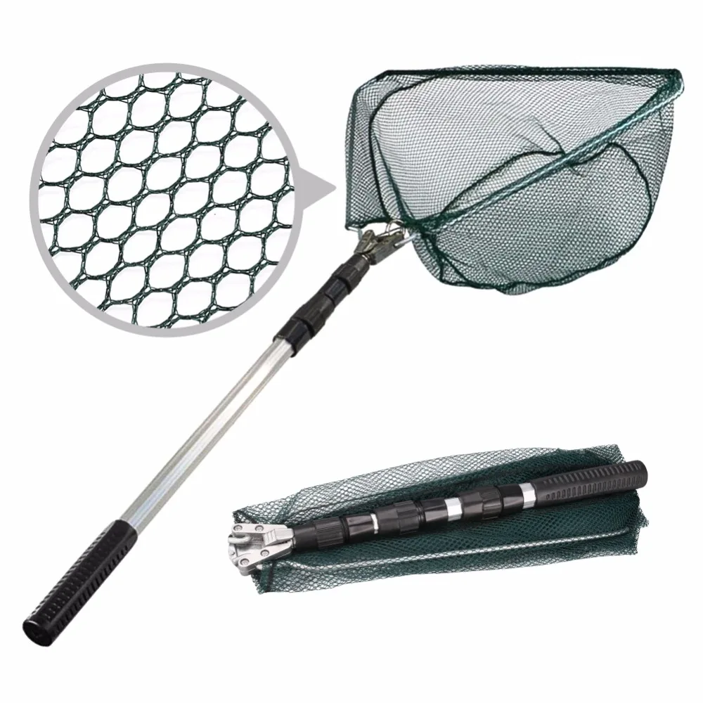 130CM Aluminum Alloy Fishing Net Telescoping Foldable Landing Net Retractable Pole for Carp Fishing Tackle Catching Releasing