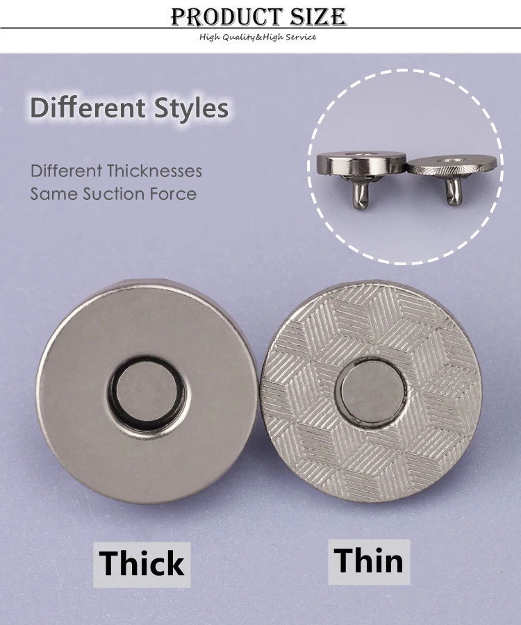10 Sets Metal Double Rivet Magnetic Clasps Buttons Fastener Bag Press Buckle Purses Handbag Clothes DIY 14/18mm