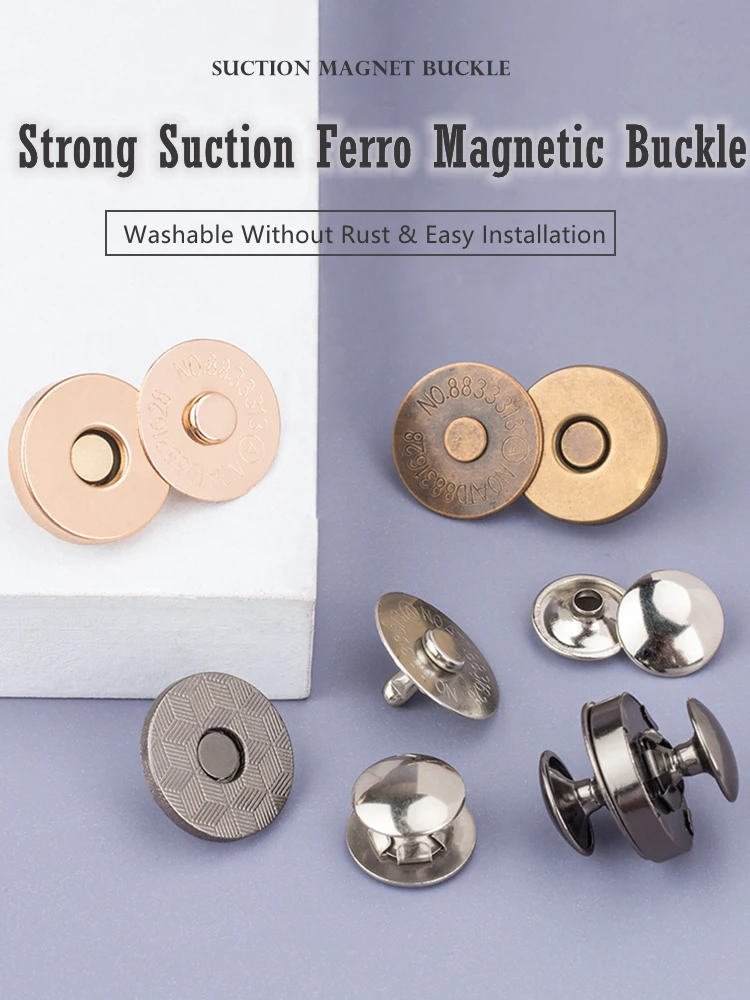 10 Sets Metal Double Rivet Magnetic Clasps Buttons Fastener Bag Press Buckle Purses Handbag Clothes DIY 14/18mm