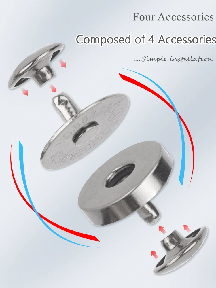 10 Sets Metal Double Rivet Magnetic Clasps Buttons Fastener Bag Press Buckle Purses Handbag Clothes DIY 14/18mm