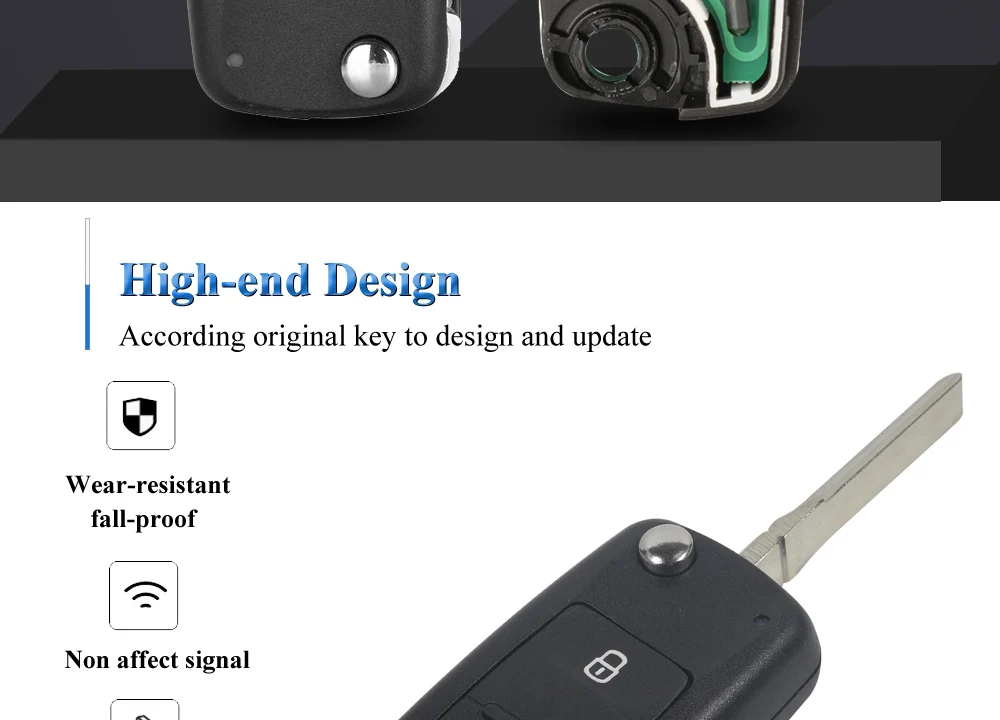 jingyuqin 2BTN Flip Remote 7E0 837 202 AD Car key 434MHz ID48 for VOLKSWAGEN VW Amarok Transporter MULTIVAN CARAVELLE 2016-2019