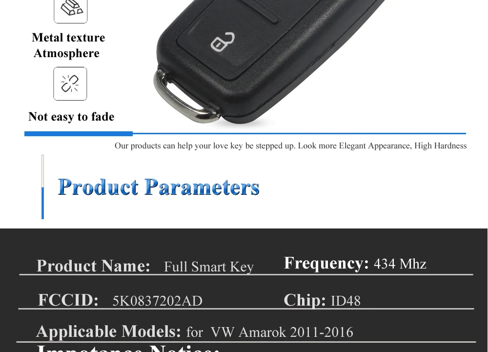 jingyuqin 2BTN Flip Remote 7E0 837 202 AD Car key 434MHz ID48 for VOLKSWAGEN VW Amarok Transporter MULTIVAN CARAVELLE 2016-2019