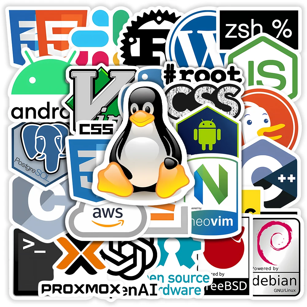 Cartoon Programming Stickers IT Developers Usage Language PVC Waterproof for Laptop Notebook Suitcase Phone Fridge Skateboarding