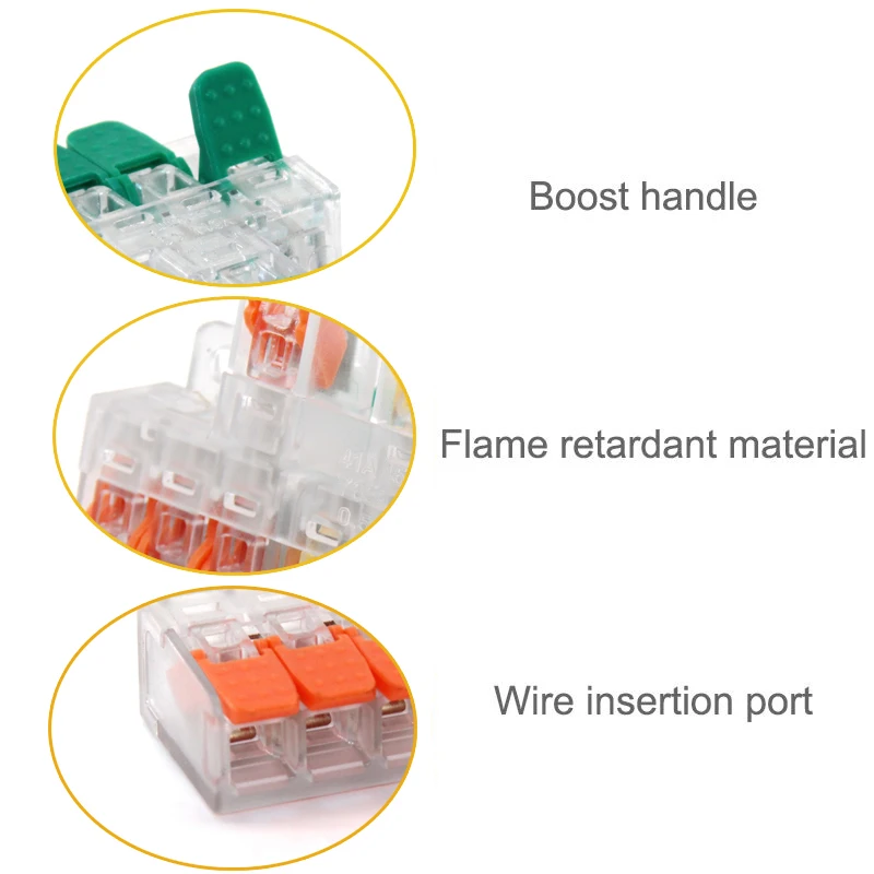 High Power 6mm² Fast Wire Electrical Connectors Universal Compact Splitter Push-in Cable Wire Connector Fast Terminal Block