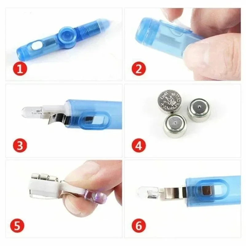 4-1Pcs LED Light Spinning Pen Fingertip Ballpoint Pens Toy Glow-in-the-dark Cool Fidget Spinner Pen for Kid Decompression Toys