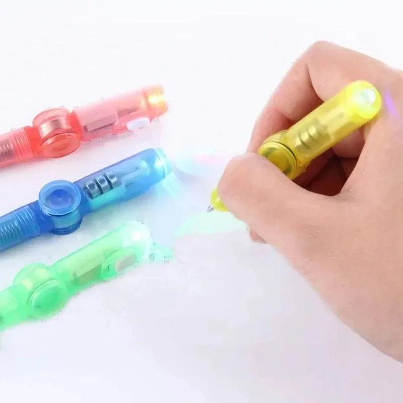 4-1Pcs LED Light Spinning Pen Fingertip Ballpoint Pens Toy Glow-in-the-dark Cool Fidget Spinner Pen for Kid Decompression Toys