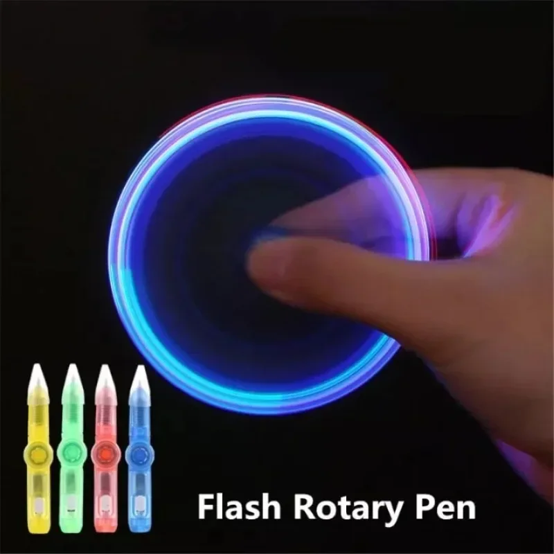 4-1Pcs LED Light Spinning Pen Fingertip Ballpoint Pens Toy Glow-in-the-dark Cool Fidget Spinner Pen for Kid Decompression Toys