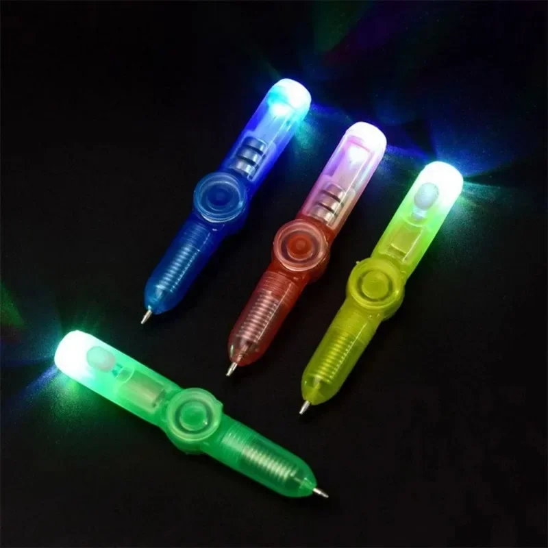 4-1Pcs LED Light Spinning Pen Fingertip Ballpoint Pens Toy Glow-in-the-dark Cool Fidget Spinner Pen for Kid Decompression Toys
