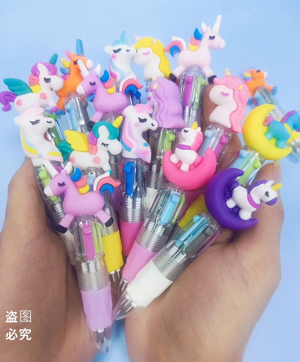 10Pcs/Lot Kawaii Unicorn Mini 4 Colors Ballpoint Pens Cartoon Cute Pony Ball Pen Kids School Stationery Office Supplies Gifts