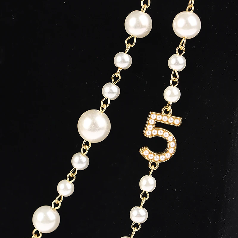 Classic Exquisite Pearl Long Sweater Necklace Fashion Lady Party Wedding Crystal Jewelry