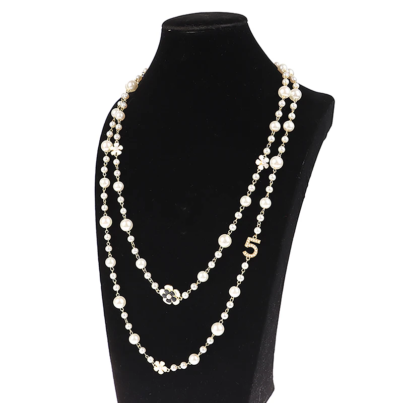 Classic Exquisite Pearl Long Sweater Necklace Fashion Lady Party Wedding Crystal Jewelry