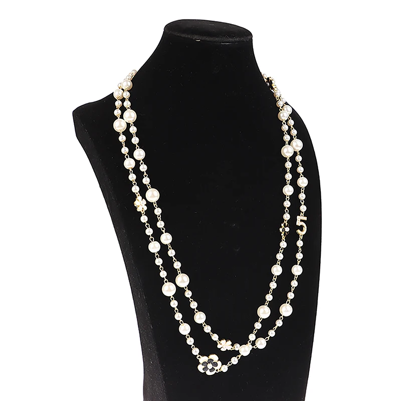 Classic Exquisite Pearl Long Sweater Necklace Fashion Lady Party Wedding Crystal Jewelry