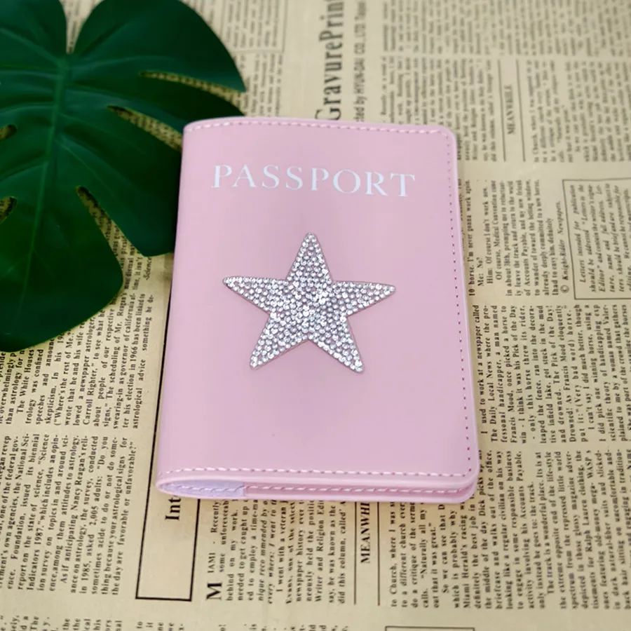 1 Piece Butterfly Star Rhinestones Passport Cover Case Holder Wallet Card Holder Fashion Travel Accessories for Women or Girls