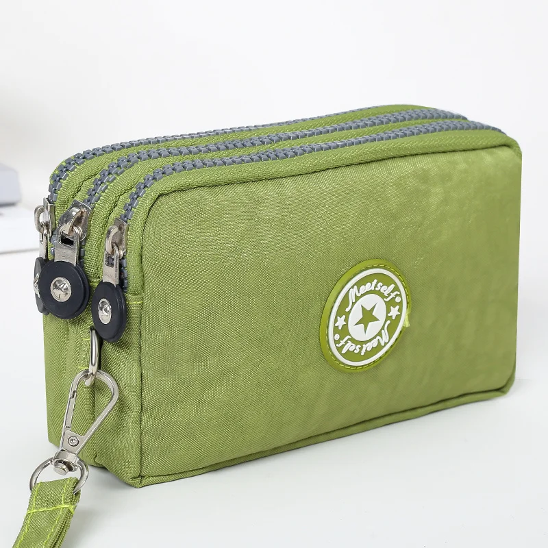 Three-layer Zipper Short Mobile Phone Bag Fashion Hand Makeup WOMEN'S Bag Portable Change Waterproof Multi-layer Pocket Bag